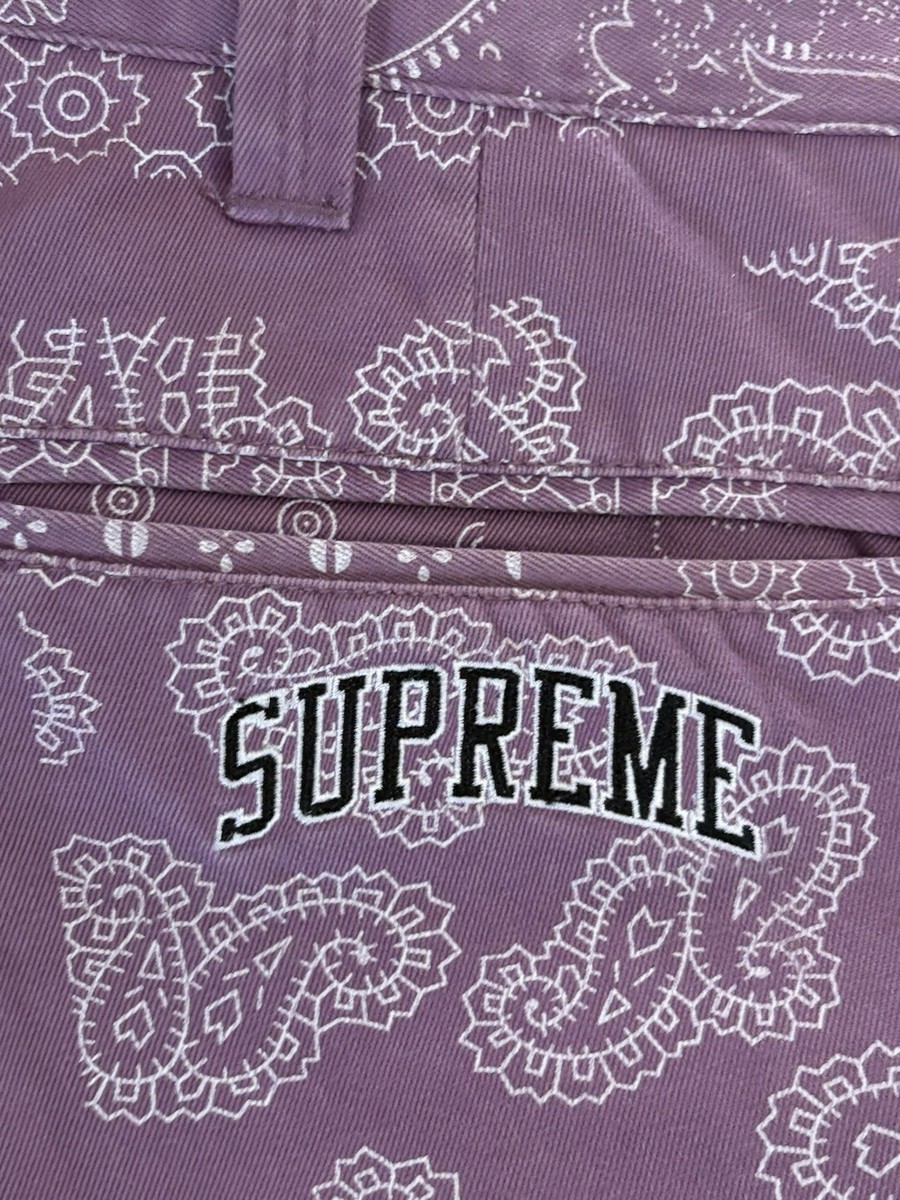 Supreme Paisley Grid Chino Pant SS20 Dark Lilac Size 32 Patchwork