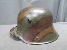 WWI GERMAN MODEL 1916 HELMET W/ ORIGINAL CAMO PAINT-MARKED B.F. 62