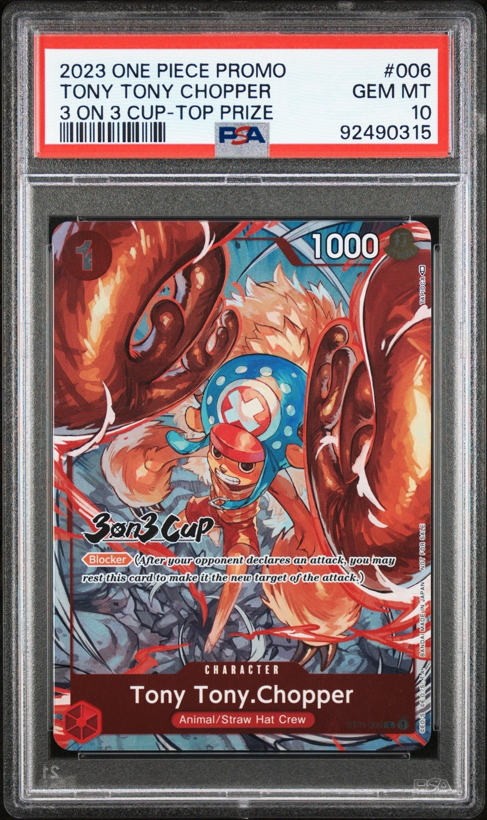 Tony Tony Chopper (3-on-3 Cup Top Prize) PSA 10 2023 One Piece Promos ST01-006
