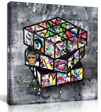 SIXTTART Banksy Canvas Wall-Art for Bedroom - Street Graffiti Wall Art Abstra...