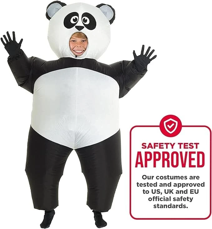 Disfraz de panda inflable gigante para niños niños niñas traje de grasa de oso inflable Halloween Foto 3 de 4