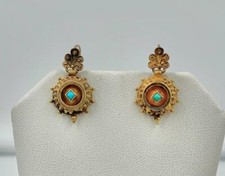 Vittoriano Turchese Cover Orecchini a Goccia Etrusco X Revival 14 Carati Oro