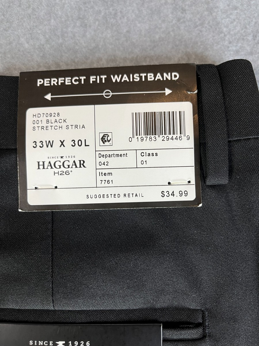 Pantalon Habillé Haggar H26 Noir Taille 33x30 - Neuf Avec étiquettes, Stretch