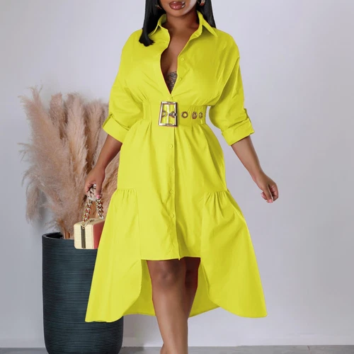 Women's Elegant Lapel Maxi Long Dress Casual Fashion Solid Shirt Club Dress - Bild 3 von 35
