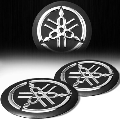 2.125'' Logo Emblem Decal Fairing/Gas Tank Sticker Black+Chrome Silver R1 R3 R6