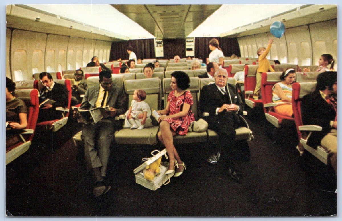 Postcard Pan Am Airlines New 747 Interior View Boeing P9N | eBay