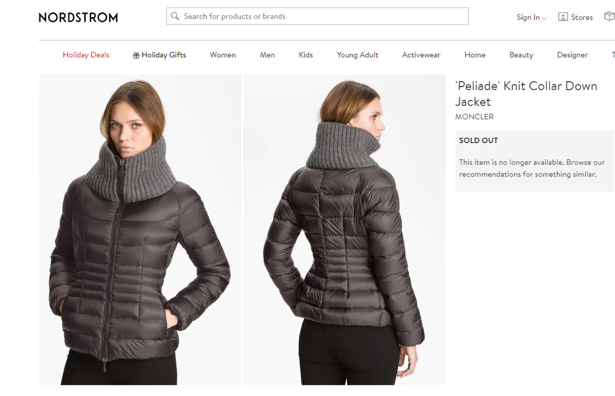 モンクレールダウン Authentic Moncler Peliade Grey Knit Collar Puffer Down Coat Jacket