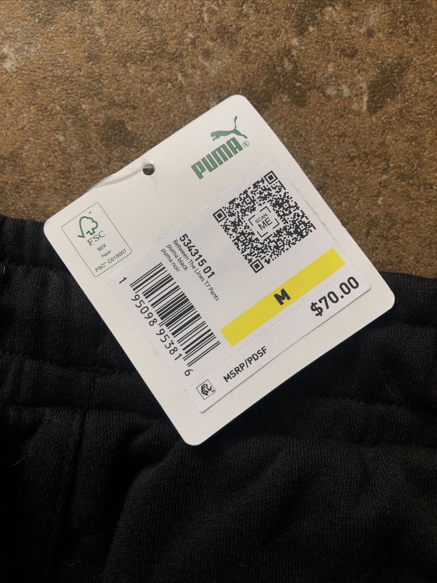 PUMA Between The Line T7 Mens Sweatpants Black Active Pants Size M 534315-01