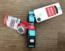 Waterproof  Dog Collar 9-14" Neck 3/5" Wide Durable Adjustable Blue w/ QR ID Tag