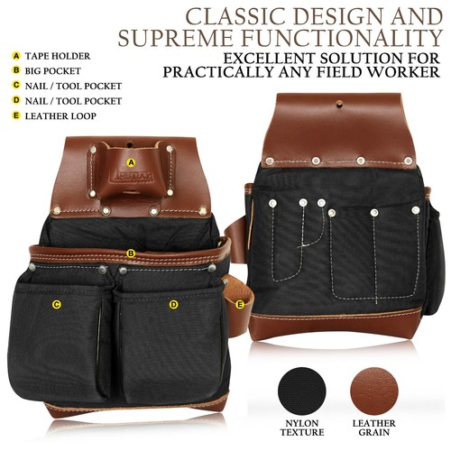 TRUTUCH Nylon and Leather Tool Belt Framing Tool Bags Carpenter
