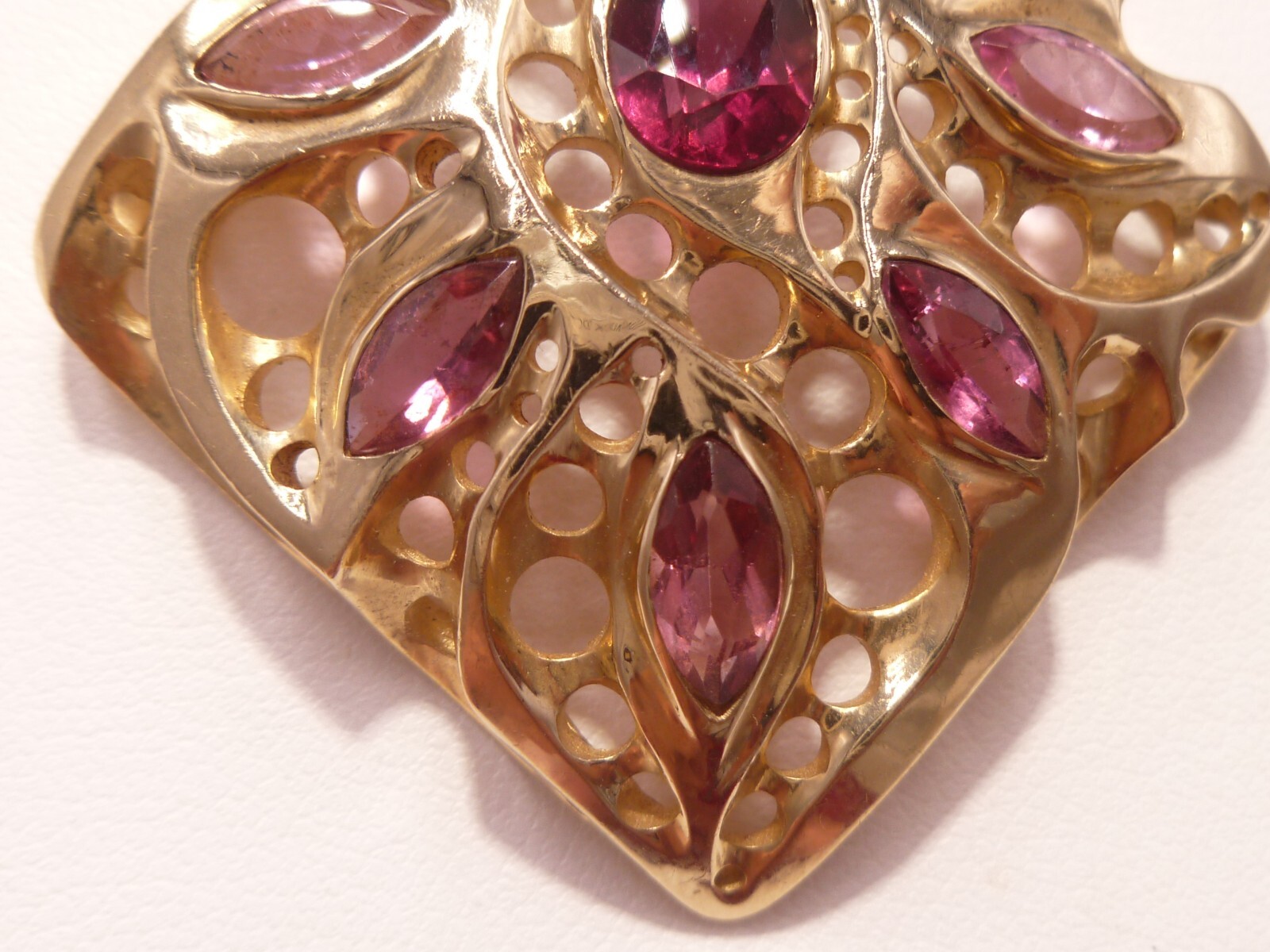 14K Yallow Solid Gold Garnet Ruby Charm Pendant M… - image 11