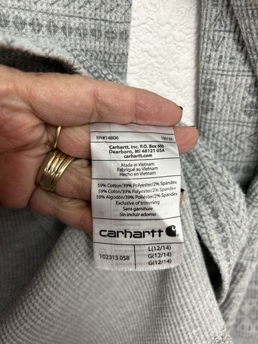 Camicetta termica Carhartt grigio scuro maglia waffle collo Henley elasticizzata taglia L - Foto 7 di 12