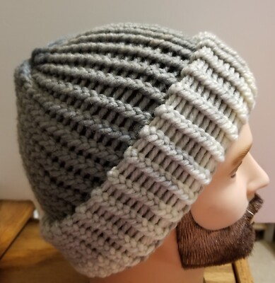 One Size Super Soft Grays Wool Blend Warm Hand Knitted 100% Handmade Beanie