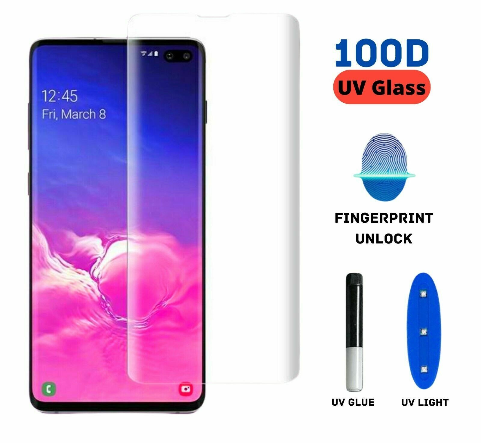 Facturable Geología ecuación Full Glue UV Light Tempered Glass Screen Protector Samsung S8 S8+ S9 S9+  Note 10 | eBay