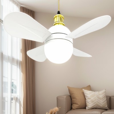 48W Flush Mount Ceiling Fan with Light 15.75 Inch 4 Blades LED Ceiling Fan Lamp