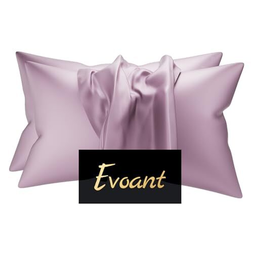 Satin Silk Pillowcase for Hair and Skin Size Pillow Cases Set of 2, Queen Pink-image
