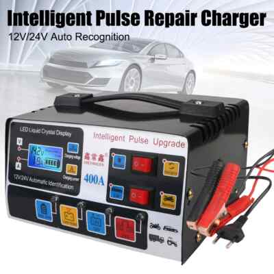 Intelligent Fully Automatic Car Battery Charger  Display Pulse Repair High Power
