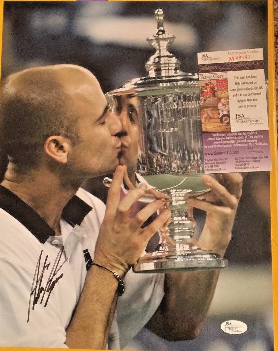 Andre Agassi signed 11X14 U.S. OPEN Tennis photo JSA Certified