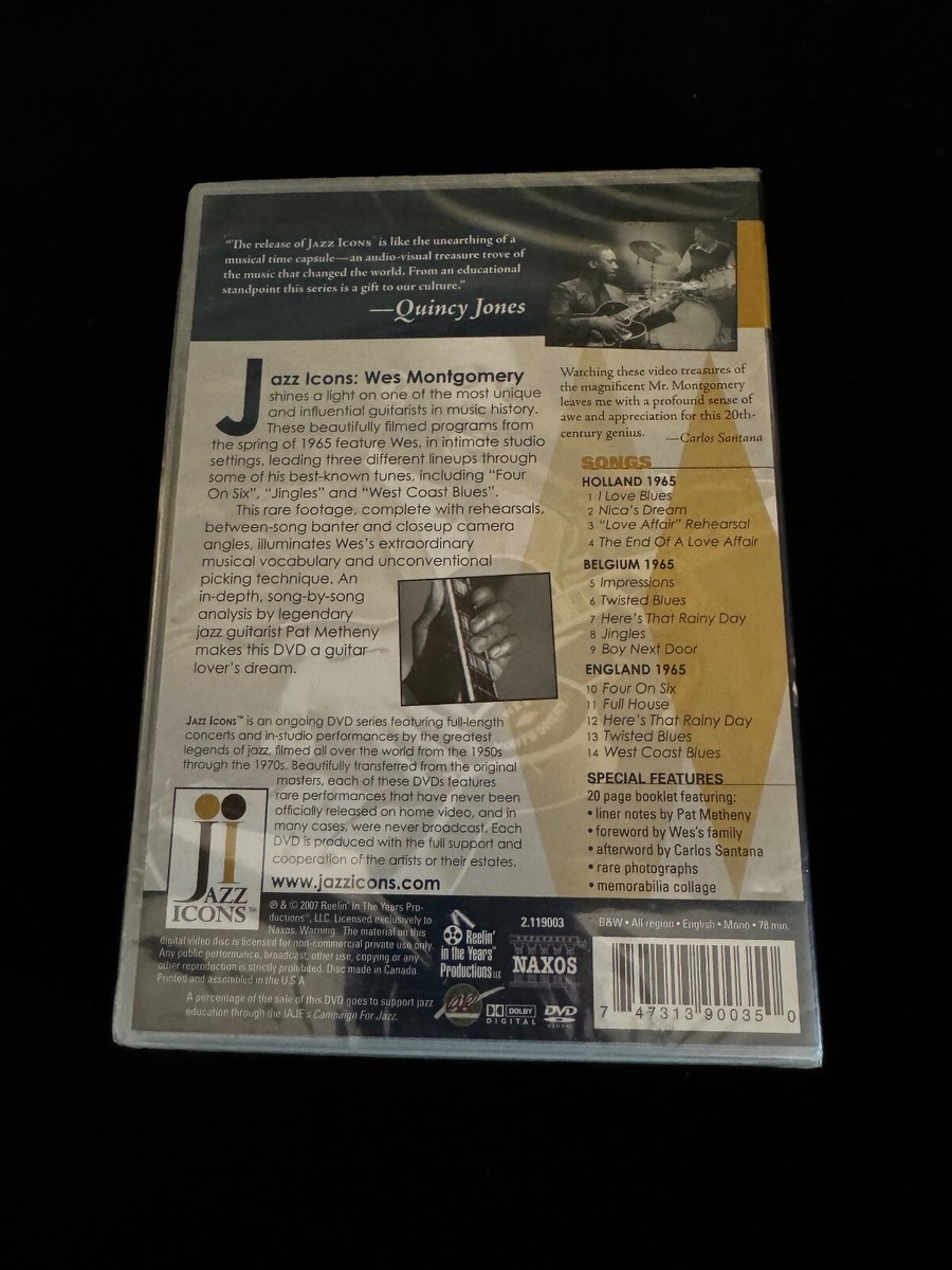 Wes Montgomery Live In '65 Jazz Icons (DVD, 2007) New