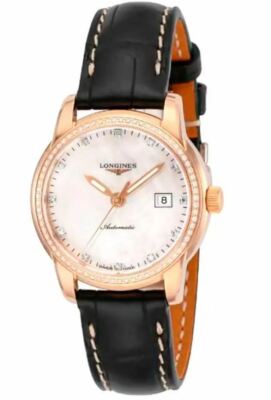 Longines The Saint-Imier L25639873 Black Leather Band MOP Dial