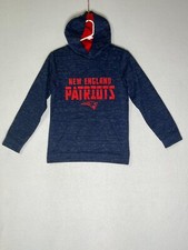 NFL Heather Blue New England Patriots Football Pullover Hoodie Youth Size 12-14