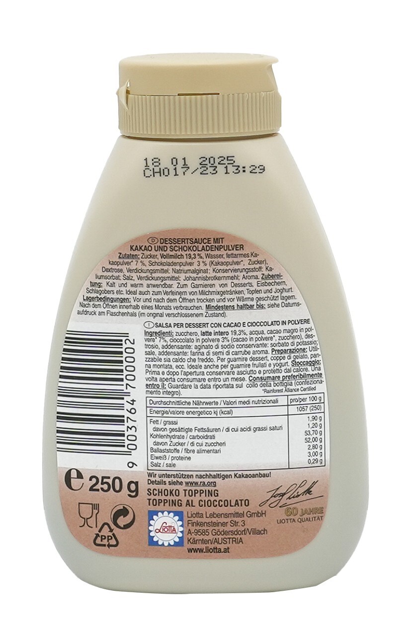 Schoko Sauce Topping | Dessertsauce mit Kakao und Schokolade | Liotta ... Schoko Sauce Topping | Dessertsauce mit Kakao und Schokolade | Liotta ...