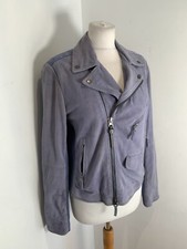 Parajumpers Suede Biker Jacket M Vgc Distressed Leather Lilac Blue Classic