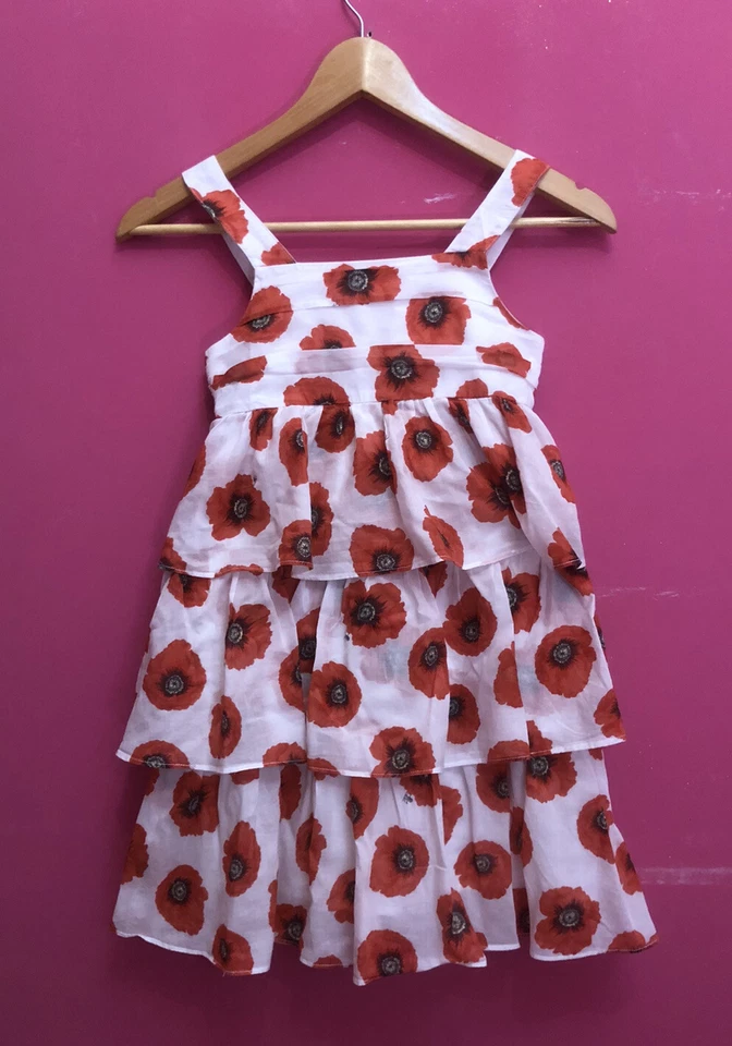 KENZO KIDS Vestito abito bambina bianco fantasia papaveri Tg 8 Anni Cotone - Immagine 2 di 4