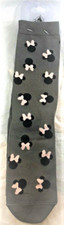 Disney Parks Pair of Long Socks Minnie Mouse Icon Pink Bow Grey Size 5-10 - NEW