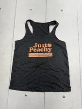 Shein Charcoal Gray Just Peachy Graphic Racerback Tank Top Womens Size Medium