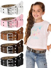 5 Pcs Girls Double Grommet Belts with Holes Kids PU Leather Waist Belts Kids ...