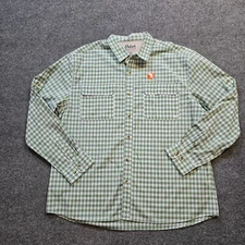 Orton Brothers Shirt Mens XXL Green Plaid Fishing Vented UPF Button Outdoors
