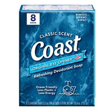 Coast Refreshing Deodorant Bar Soap, for All Skin Types, Classic Scent, 3.2 oz,