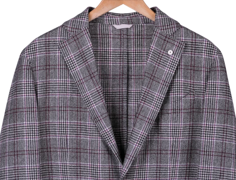 Blazer Jack LBM 1911 Luigi Bianchi Gris Cuadros Franela Lana SIN FORRO G2U Foto 2 de 4