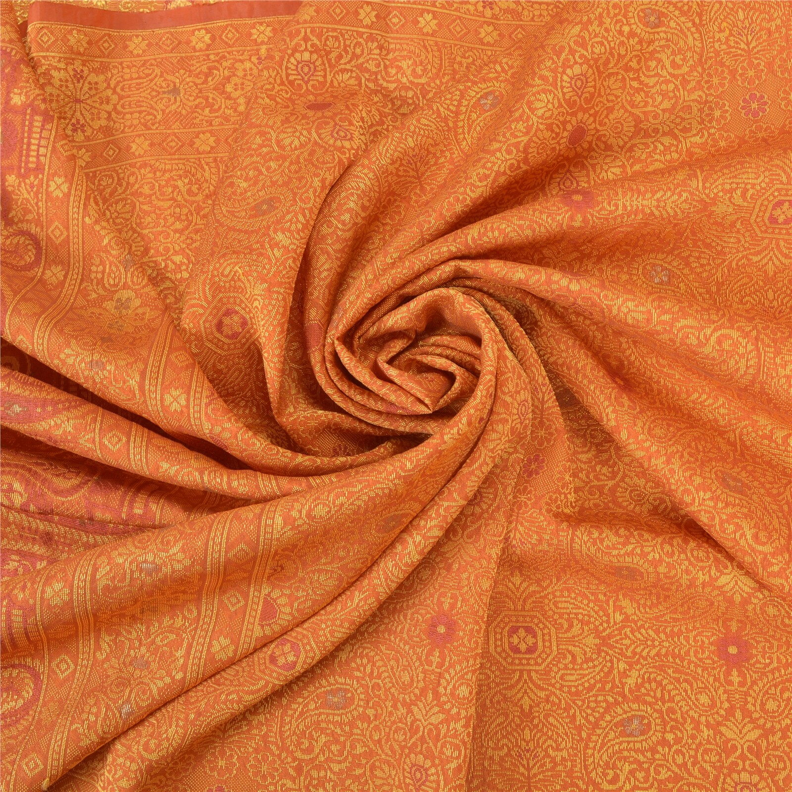 Sanskriti Vintage Saffron Indian Sarees Art Silk Wove… Gem