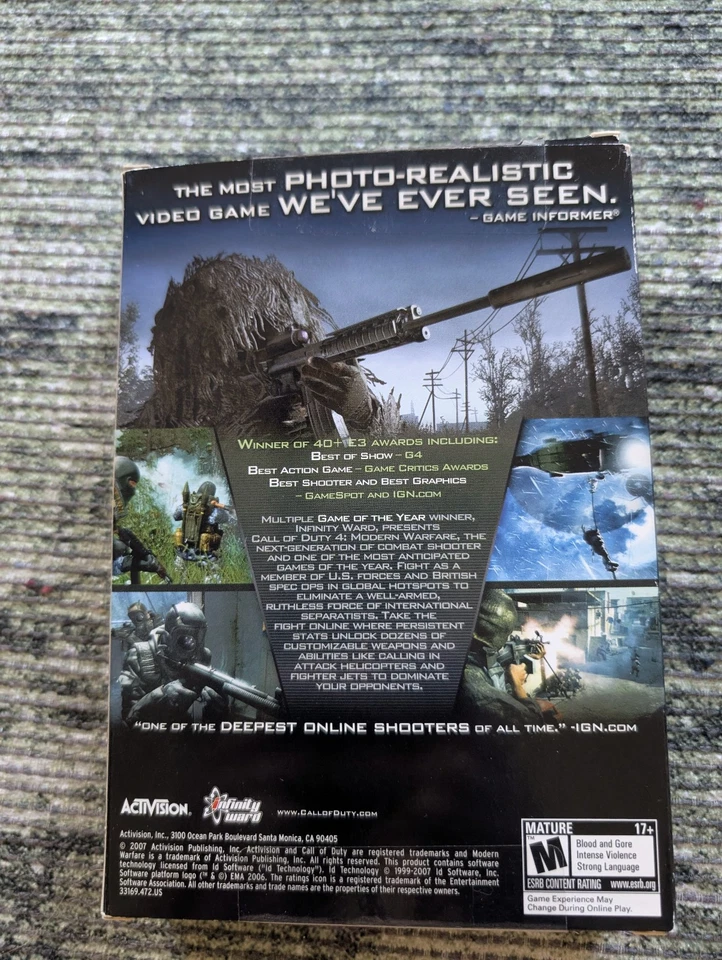 Call of Duty 4: Modern Warfare (PC DVD) con caja 2007 Activision - CIB Foto 3 de 4