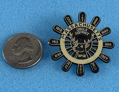 Massachusetts Circle District BPOE Elks Club Lodge Plastic Pin Pinback #59264