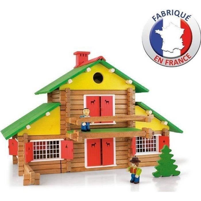 JEUJURA Mon Chalet en Bois 240 pièces pour développer la motricité et la logique des enfants