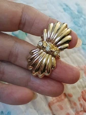 Vtg Scarf Clip Pull Through Style Rhinestone Gold Tone Estate 
