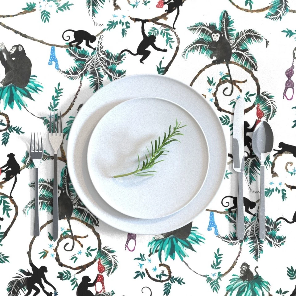 Mantel impreso The Drink Monkey Garden Party Chinoiserie animales victorianos Foto 2 de 4