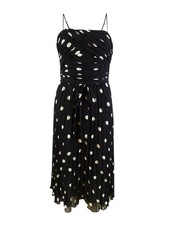 Lauren Ralph Lauren Women's Polka-Dot Georgette Dress (6, Black/Cream)