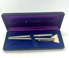 Parker 75 Fountain Pen & Ballpoint Gold Tone Silver Sterling Silver Used Japan