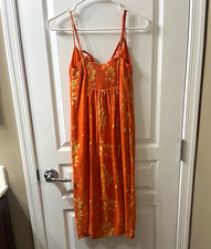 Urban outfitters Orange Floral Strappy Sleeveless Midi Slip Dress Womens XS
