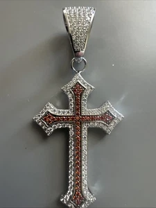 Silver Pendentif rouge cubique de Zirconia 24” Collier Unisexe Hip Hop