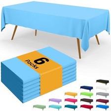 Disposable Table Cloth - 6 Pack, 54 x 108 Inch 54" x 108" - 6 Packs Light Blue