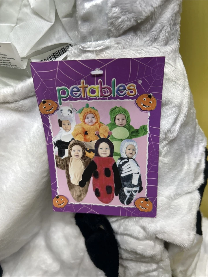 Nuevo disfraz de vaca de Halloween blanco y negro para bebé talla 0-9 meses con capucha Foto 2 de 4