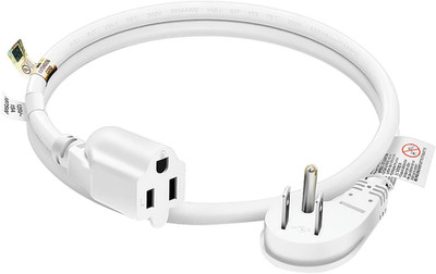 1875W Low Profile Flat Plug 2Ft Extension Cord 14AWG 15A White UL Listed