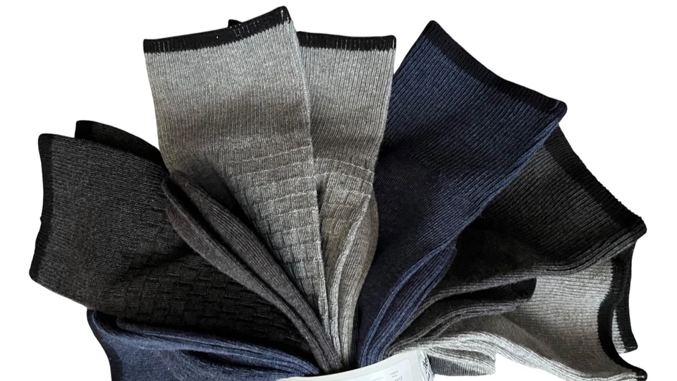 Cole Haan Mens 6-Pack Casual Dress Socks7-12 Stretch Cotton Blend Blue Gray Gift Foto 4 de 4