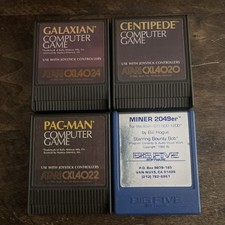 Vtg Atari 400/800 Game Cartridges Miner 2049er, PAC Man, Centipede, Galaxian