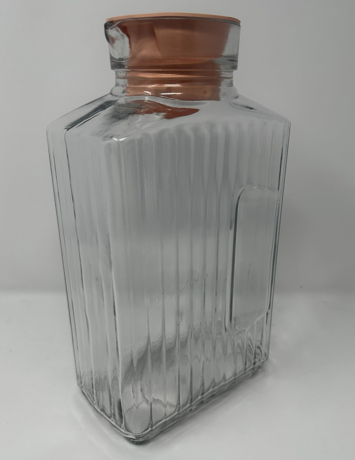 Vintage Anchor Hocking 2 Qt Glass Juice Jar with Pink Lid